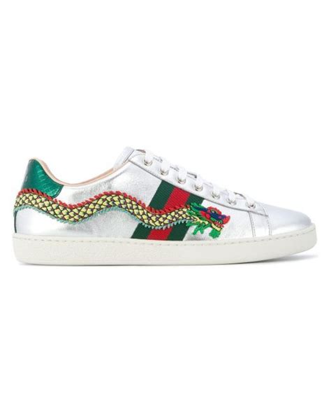 gucci embroidery dragon flats|Buy Gucci Ace Embroidered 'Silver Dragon' .